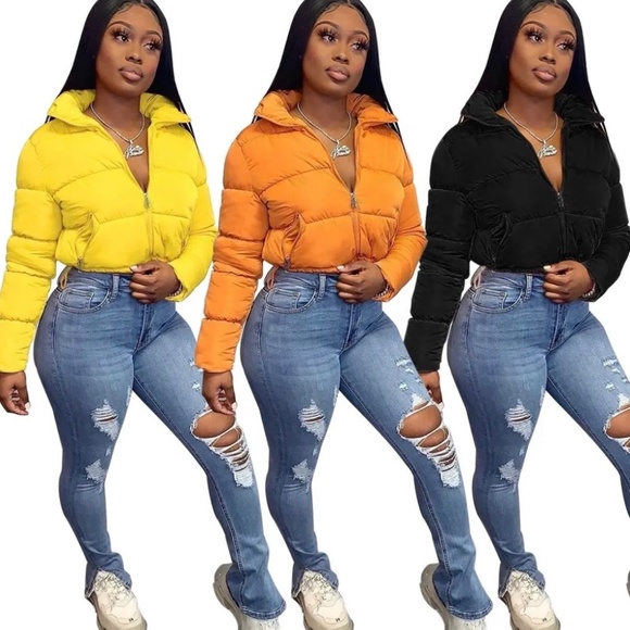 Womens Cropped Stylish Puffer Jacket - Picture 2 of 3